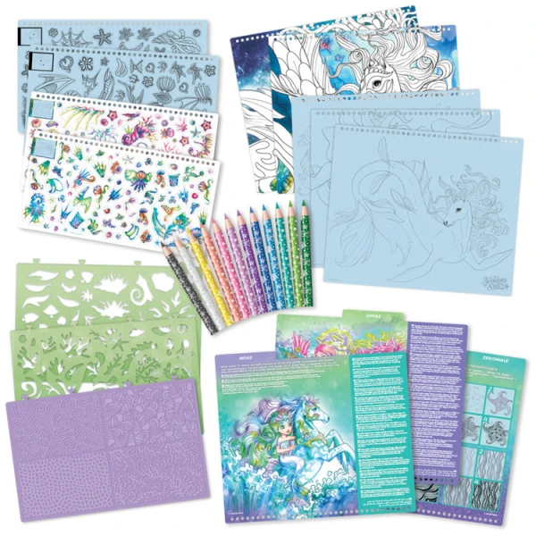 Duży szkicownik z kredkami i naklejkami L Konie Ariaz i Joyiaz Nebulous Stars