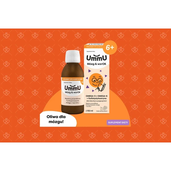 UMMU MÓZG & WZROK 6+ PŁYN DLA DZIECI OMEGA 3 OMEGA 6 EPA/DHA OWOCE LEŚNE 150ML