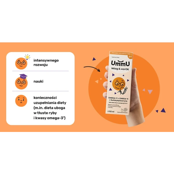 UMMU MÓZG & WZROK 6+ PŁYN DLA DZIECI OMEGA 3 OMEGA 6 EPA/DHA OWOCE LEŚNE 150ML