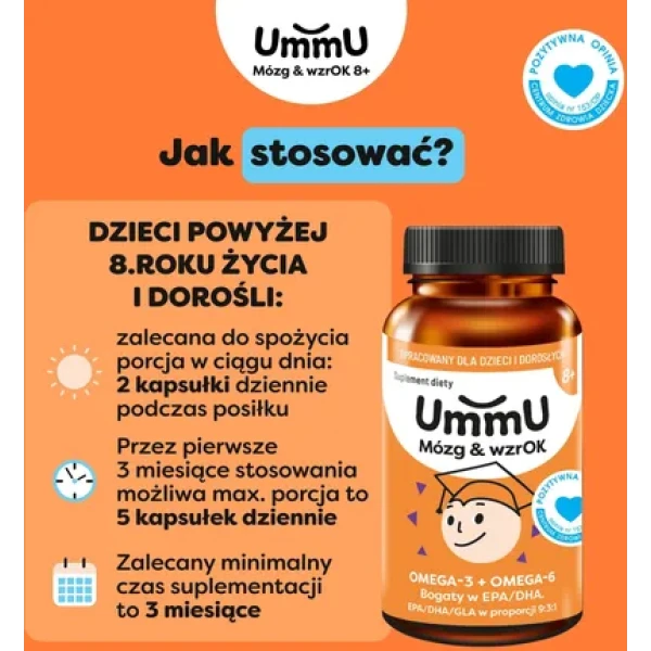 UMMU MÓZG & WZROK 8+ OMEGA 3 OMEGA 6 EPA/DHA 120 KAPSUŁEK