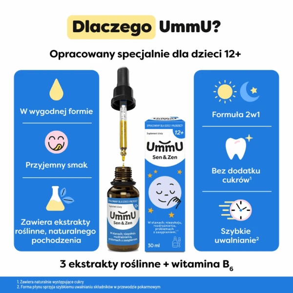  UMMU SEN&ZEN 12+ KROPLE DLA DZIECI MELISA RUMIANEK PASSIFLORY 30ML