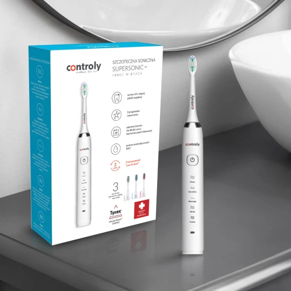 CONTROLY SUPERSONIC+ SZCZOTECZKA SONICZNA Z 3 KOŃCÓWKAMI BIAŁA 1 SZT.