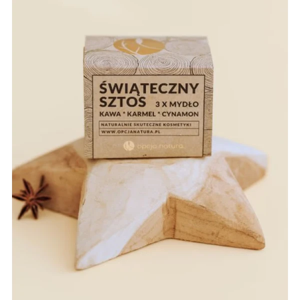 OPCJA NATURA ŚWIĄTECZNY SZTOS 3 X MYDŁO KAWA & KARMEL & CYNAMON 