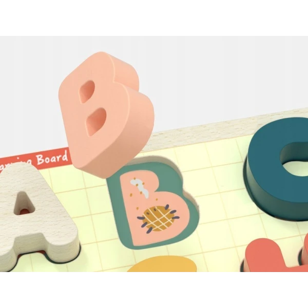 PUZZLE DREWNIANE EDUKACYJNE ALFABET DUŻE LITERKI NAKŁADANKA