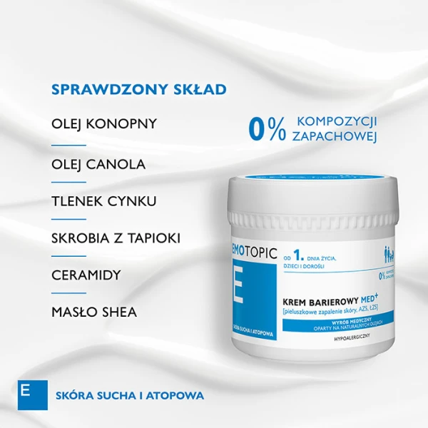 PHARMACERIS EMOTOPIC KREM BARIEROWY MED+ PIELUSZKOWE ZAPALENIE SKÓRY AZS 75ML