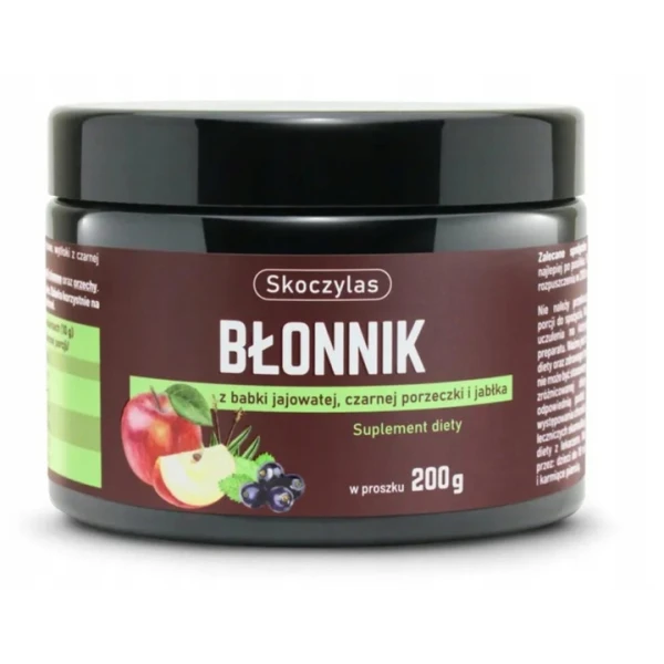 SKOCZYLAS BŁONNIK BABKA JAJOWATA CZARNA PORZECZKA JABŁKO PROSZEK 200G