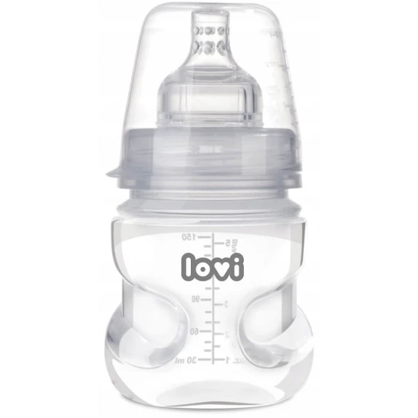 LOVI ZESTAW BUTELKA NIE ZABURZAJĄCA ODRUCHU SSANIA 150ML + SMOCZEK MOMMY