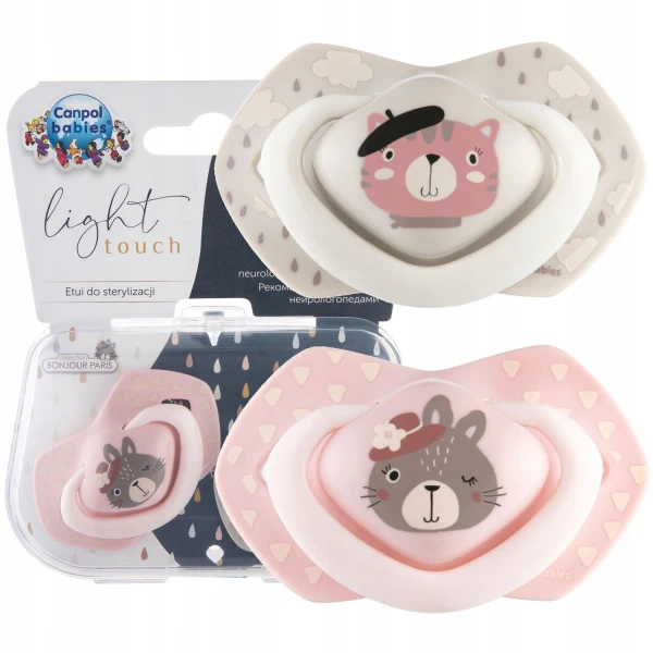 CANPOL BABIES SMOCZEK SLIKONOWY SYMETRYCZNY DZIEWCZYNKA 0-6M 2SZT