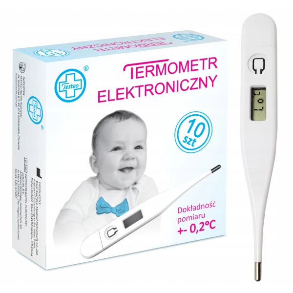 TESTEO TERMOMETR ELEKTRONICZNY LEKARSKI MEDYCZNY SZYBKI POMIAR + ETUI