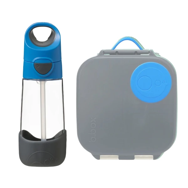 B.BOX ZESTAW SPORTOWA BUTELKA TRITANOWA 450ML + MINI LUNCHBOX BLUE SLATE