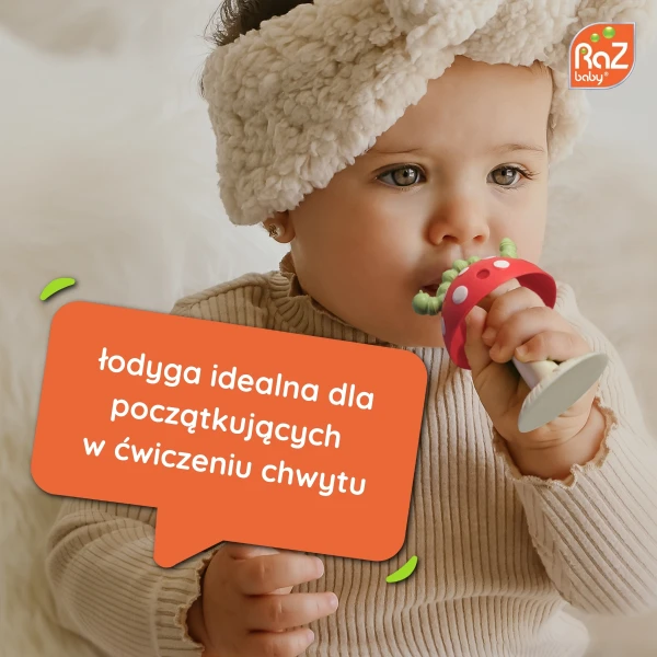  GRYZAK CHOMPY Z PRZYSSAWKĄ, CZERWONY GRZYBEK, RAZBABY