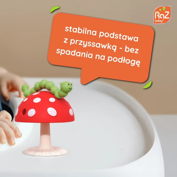  GRYZAK CHOMPY Z PRZYSSAWKĄ, CZERWONY GRZYBEK, RAZBABY