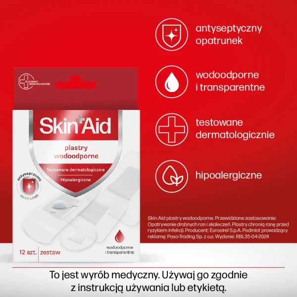 SKIN AID ZESTAW PLASTRÓW WODOODPORNYCH 12SZT.