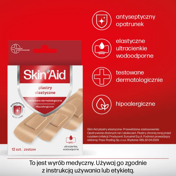SKIN AID ZESTAW PLASTRÓW ELASTYCZNYCH 12SZT.