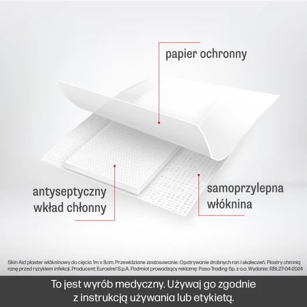 SKIN AID PLASTER WŁÓKNINOWY DO CIĘCIA 1M x 8CM 