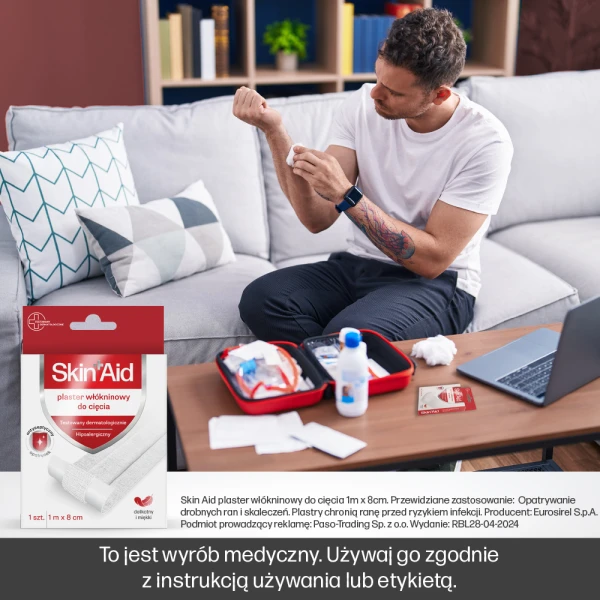 SKIN AID PLASTER WŁÓKNINOWY DO CIĘCIA 1M x 8CM 