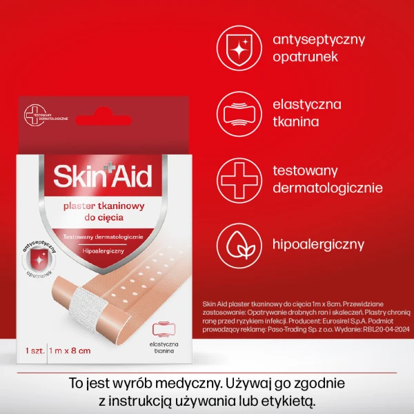 SKIN AID PLASTER TKANINOWY DO CIĘCIA 1Mx8CM