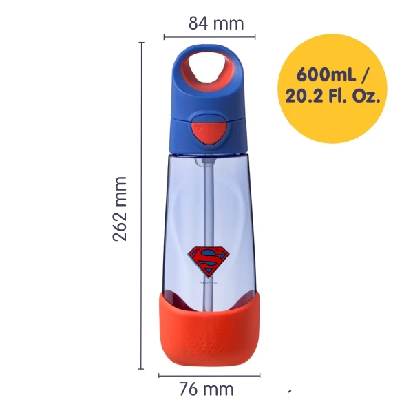 B.BOX BUTELKA NA WODĘ TRITANOWA ZA SŁOMKĄ 600ML SUPERMAN