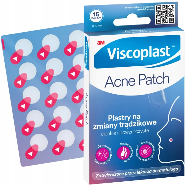 VISCOPLAST ACNE PATCH HYDROKOLOIDOWE PLASTRY NA ZMIANY TRĄDZIKOWE 15SZT.