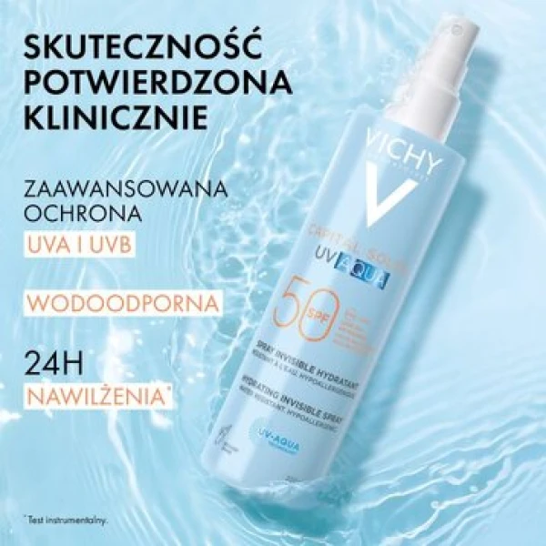 VICHY UV AQUA OCHRONNA MGIEŁKA PRZECIWSŁONECZNA DO TWARZY I CIAŁA SPF50 