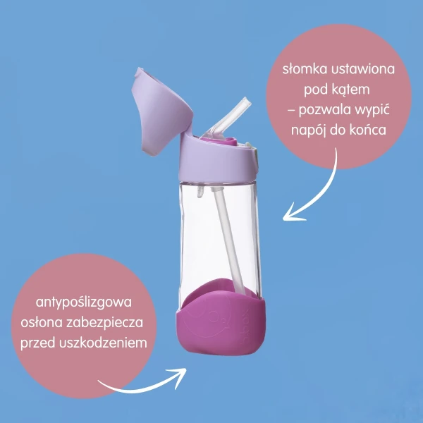 B.BOX BUTELKA TRITANOWA ZE SŁOMKĄ 450 ML SUGAR PLUM