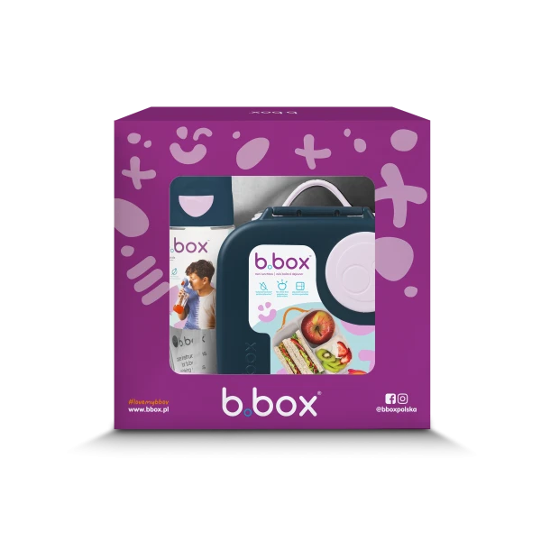 B.BOX ZESTAW MINI LUNCHBOX + BUTELKA TRITANOWA ZE SŁOMKĄ 450ML INDIGO ROSE 