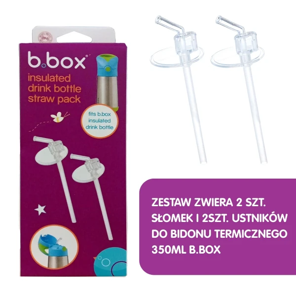 B.BOX ZESTAW SŁOMEK Z USTINKIEM DO BIDONU TERMICZNEGO 350 ML, 2SZT.