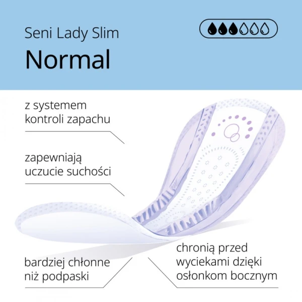 SENI CARE LADY SLIM NORMAL WKŁADKI UROLOGICZNE DLA KOBIET 15SZT