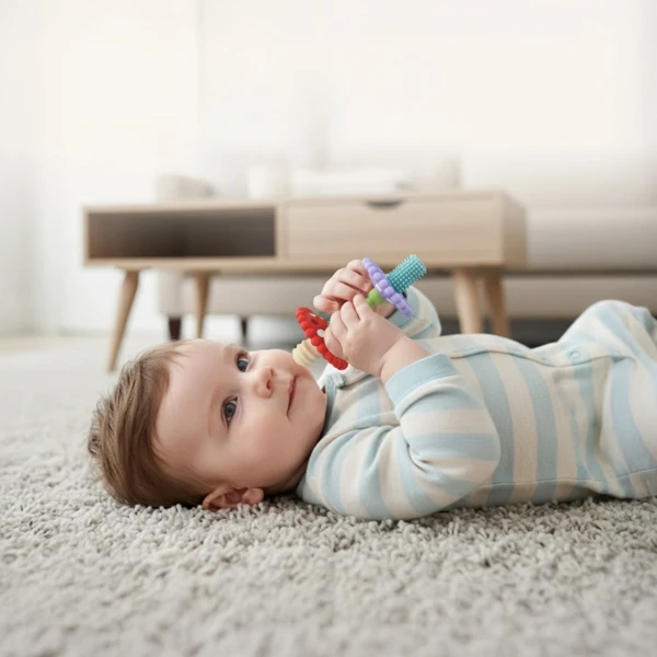 GRYZAK SILIKONOWY DLA NIEMOWLĄT RÓŻDŻKA, RAZBABY
