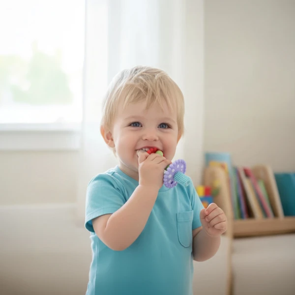 GRYZAK SILIKONOWY DLA NIEMOWLĄT RÓŻDŻKA, RAZBABY