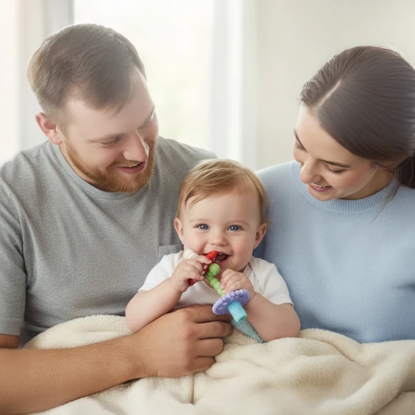 GRYZAK SILIKONOWY DLA NIEMOWLĄT RÓŻDŻKA, RAZBABY