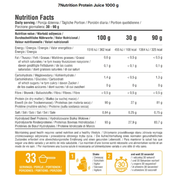 7 NUTRITION PROTEIN JUICE HYDROLIZAT BIAŁKA WOŁOWEGO OWOCE TROPIKALNE 1000 G
