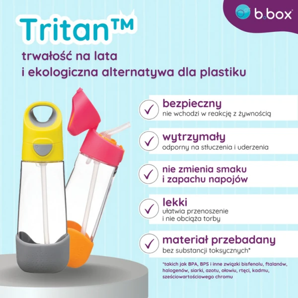 B.BOX ZESTAW MINI LUNCHBOX + BUTELKA TRITANOWA ZE SŁOMKĄ 450 ML LEMON SHERBET