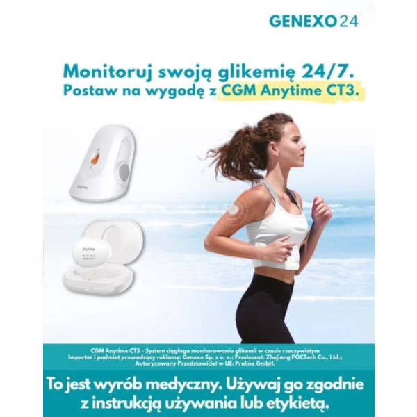 ANYTIME CT3 SENSOR SYSTEM CIĄGŁEGO MONITOROWANIA GLIKEMII GENEXO