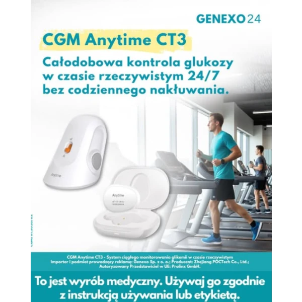 ANYTIME CT3 TRANSMITER SYSTEM CIĄGŁEGO MONITOROWANIA GLIKEMII GENEXO