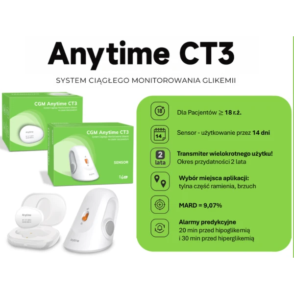 ANYTIME CT3 TRANSMITER SYSTEM CIĄGŁEGO MONITOROWANIA GLIKEMII GENEXO