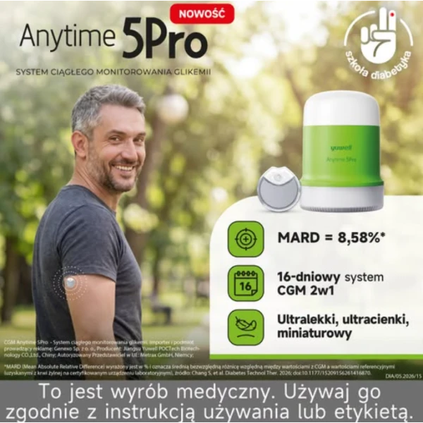 ANYTIME 5PRO 2W1 SYSTEM CIĄGŁEGO MONITOROWANIA GLIKEMII 2 W 1 GENEXO