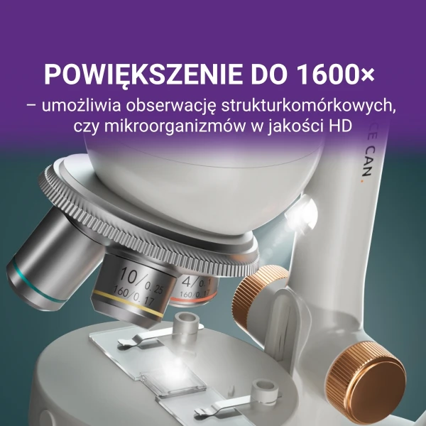 TOPBRIGHT MIKROSKOP MŁODEGO BADACZA LABORATORIUM 1600x 8+ SCIENCE CAN