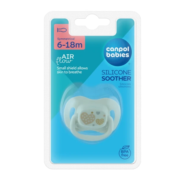 CANPOL SMOCZEK USPOKOJAJĄCY SILIKONOWY SYMETRYCZNY 6-18M NEWBORN BABY SERDUSZKA 