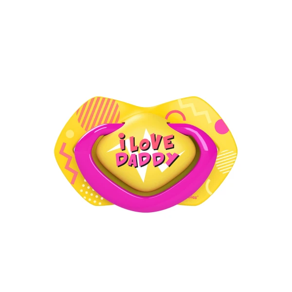 CANPOL SMOCZEK SILIKONOWY SYMETRYCZNY NEON LOVE 0-6m RÓŻ ŻÓŁTY  2SZT