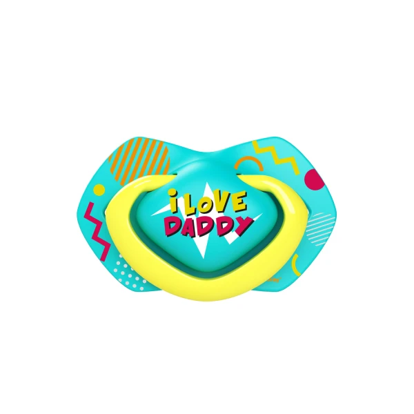 CANPOL SMOCZEK SILIKONOWY SYMETRYCZNY NEON LOVE 6-18m ZIELONY FIOLET 2SZT