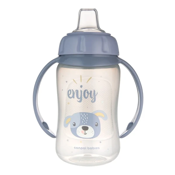 CANPOL KUBEK TRENINGOWY Z MIĘKKIM USTNIKIEM CUTE ANIMALS NIEBIESKI 320ML