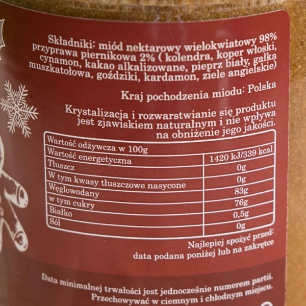PASIEKA RODZINNA MIÓD Z PRZYPRAWĄ PIERNIKOWĄ 410G