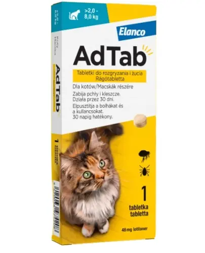 AdTab tabletki na pchły i kleszcze dla kotów o masie ciała 2-8 KG 1 szt.