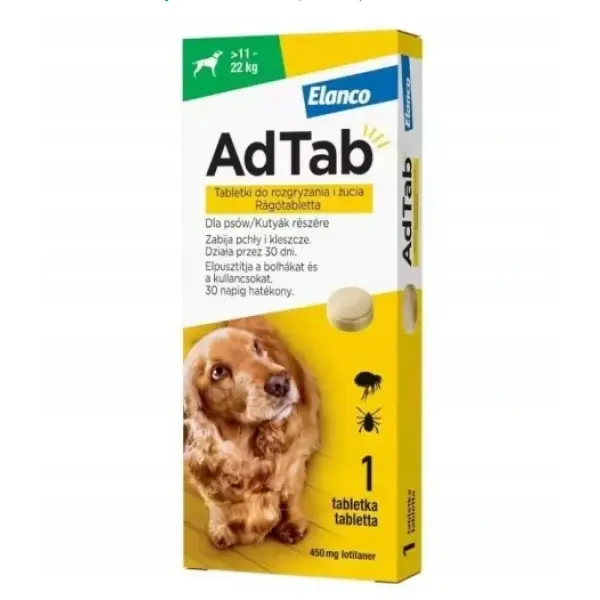 AdTab tabletki na pchły i kleszcze dla psów o masie ciała 11-22 KG 1 szt.