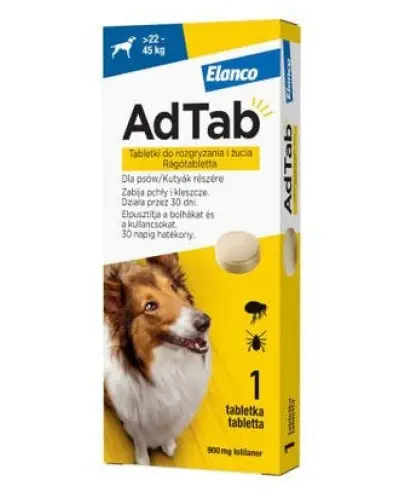 AdTab tabletki na pchły i kleszcze dla psów o masie ciała 22-45 KG 1 szt.