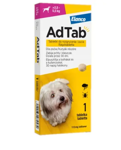 AdTab tabletki na pchły i kleszcze dla psów o masie ciała 2,5-5,5 KG 1 szt.