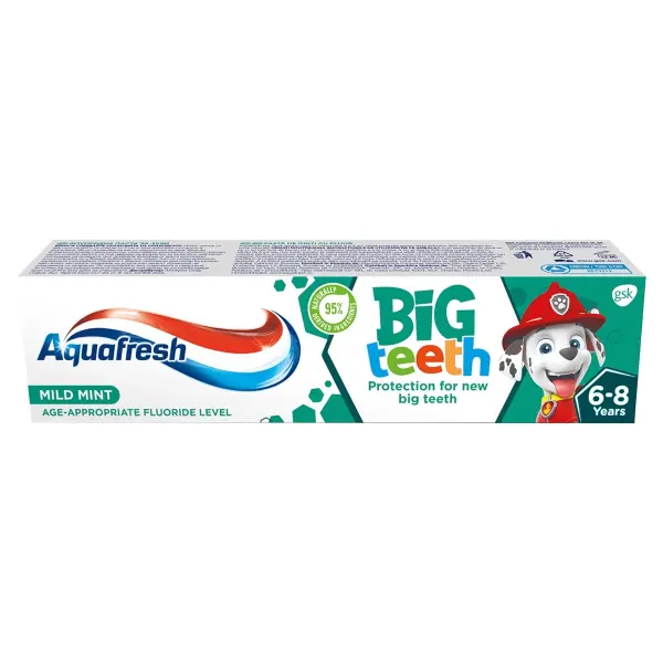 AQUAFRESH BIG TEETH PASTA DO ZĘBÓW Z FLUORKIEM 6-8 LAT PSI PATROL 50ML 