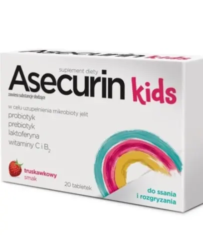 ASECURIN KIDS probiotyk + laktoferyna 20 tabl. 