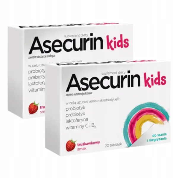 ASECURIN KIDS PROBIOTYK + LAKTOFERYNA 2 X 20 TABLETEK DUOPACK